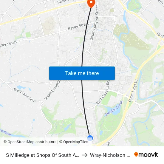 S Milledge at Shops Of South Athens Ob to Wray-Nicholson House map