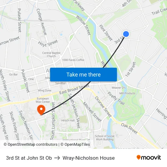 3rd St at John St Ob to Wray-Nicholson House map