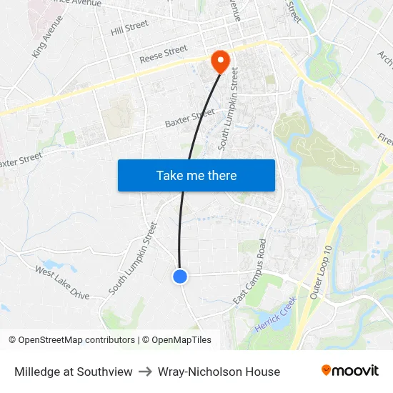 Milledge at Southview to Wray-Nicholson House map