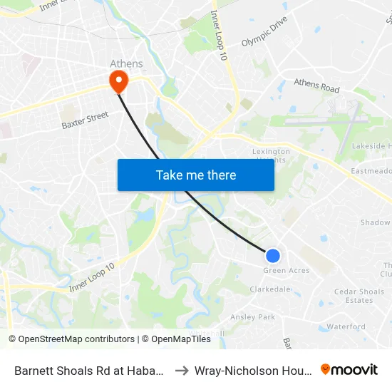 Barnett Shoals Rd at Habachi to Wray-Nicholson House map