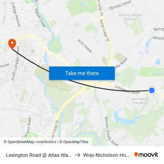 Lexington Road @ Atlas Way Ib to Wray-Nicholson House map
