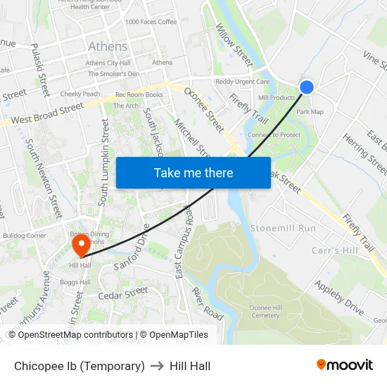 Chicopee Ib (Temporary) to Hill Hall map