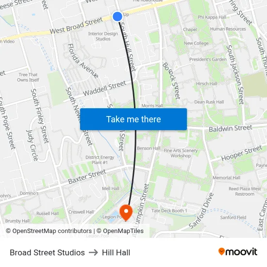 Broad Street Studios to Hill Hall map