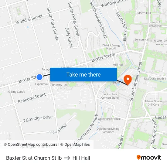 Baxter St at Church St Ib to Hill Hall map