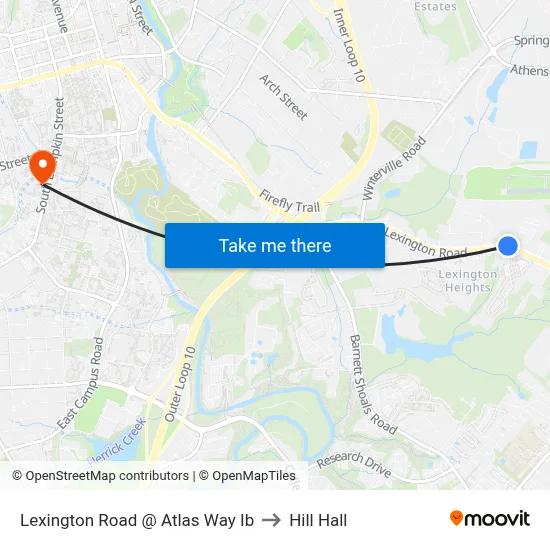 Lexington Road @ Atlas Way Ib to Hill Hall map