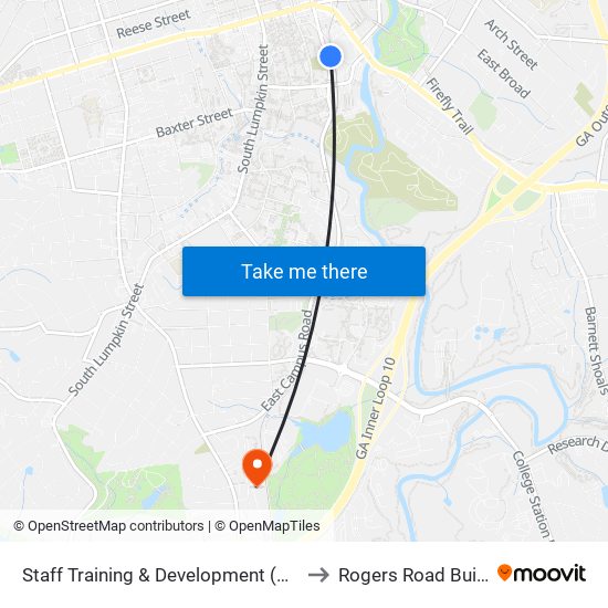 Staff Training & Development (Northbound) to Rogers Road Building Q map