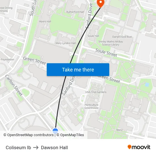Coliseum Ib to Dawson Hall map