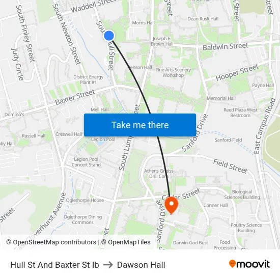 Hull St And Baxter St Ib to Dawson Hall map