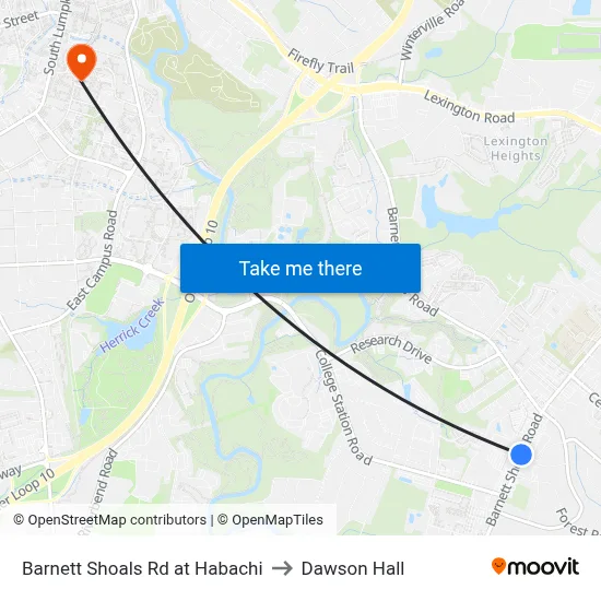 Barnett Shoals Rd at Habachi to Dawson Hall map