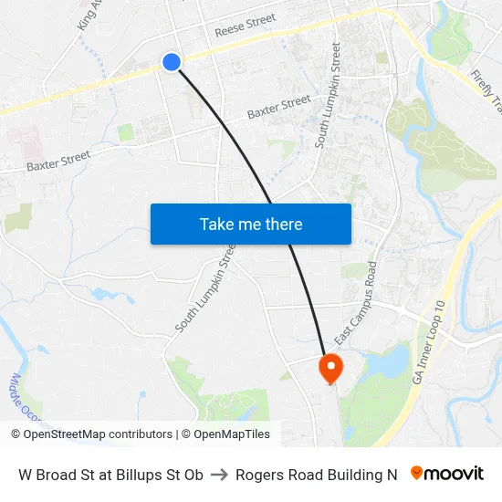 W Broad St at Billups St Ob to Rogers Road Building N map