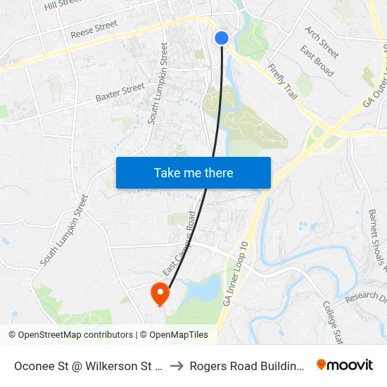 Oconee St @ Wilkerson St Ob to Rogers Road Building N map