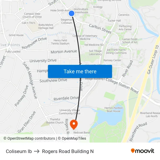 Coliseum Ib to Rogers Road Building N map