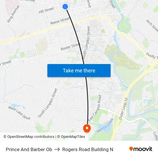 Prince And Barber Ob to Rogers Road Building N map