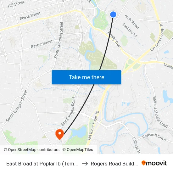 East Broad at Poplar Ib (Temporary) to Rogers Road Building N map