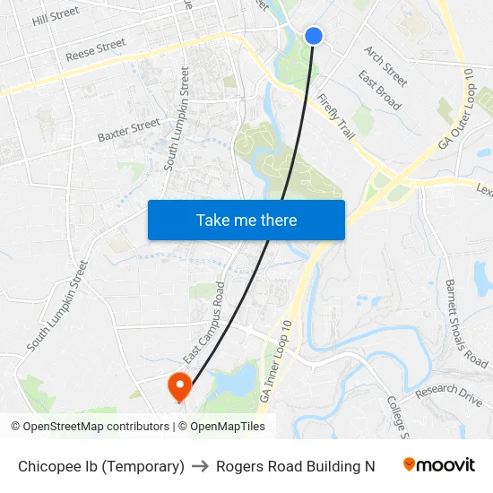 Chicopee Ib (Temporary) to Rogers Road Building N map
