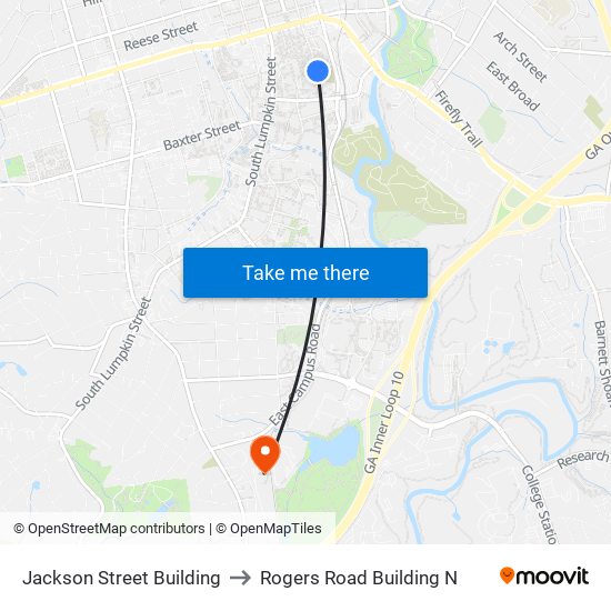 Jackson Street Building to Rogers Road Building N map