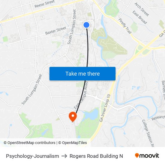 Psychology-Journalism to Rogers Road Building N map