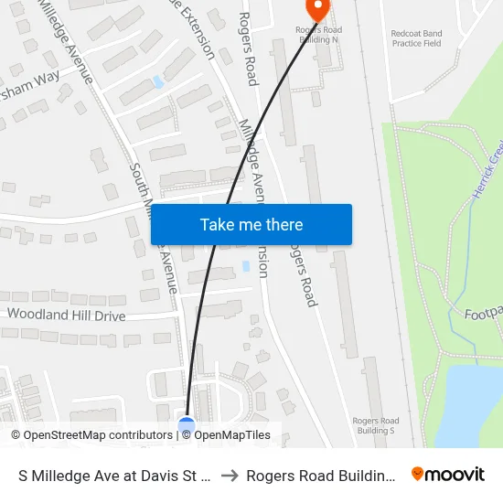 S Milledge Ave at Davis St Ob to Rogers Road Building N map