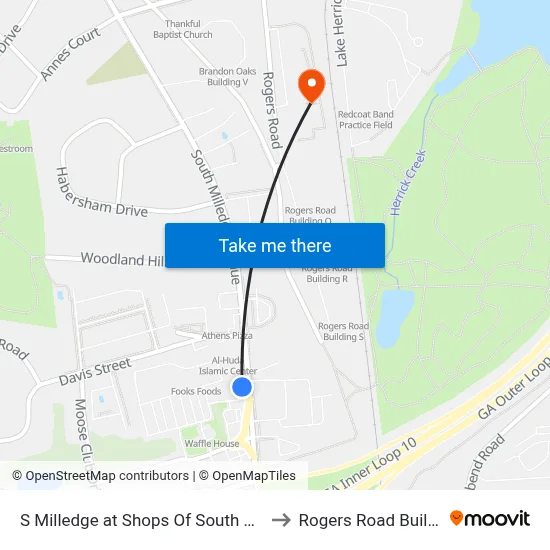 S Milledge at Shops Of South Athens Ob to Rogers Road Building N map