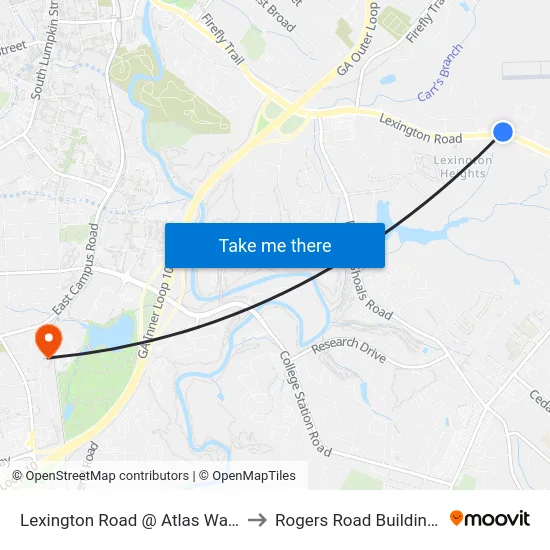 Lexington Road @ Atlas Way Ib to Rogers Road Building N map