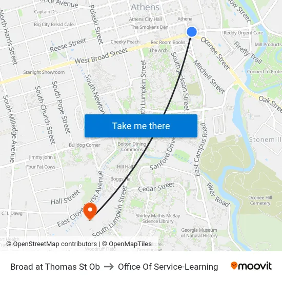 Broad at Thomas St Ob to Office Of Service-Learning map