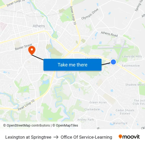 Lexington at Springtree to Office Of Service-Learning map