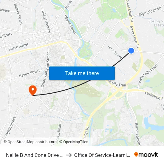 Nellie B And Cone Drive Ib to Office Of Service-Learning map