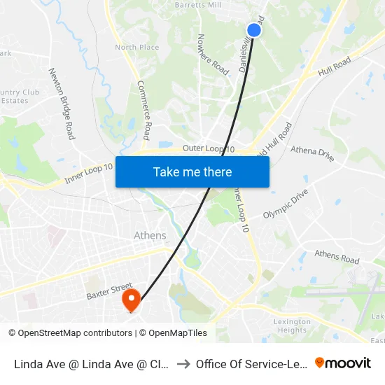 Linda Ave @ Linda Ave @ Clarke Cty to Office Of Service-Learning map