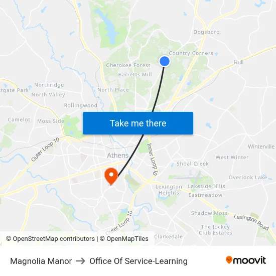 Magnolia Manor to Office Of Service-Learning map