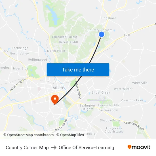 Country Corner Mhp to Office Of Service-Learning map