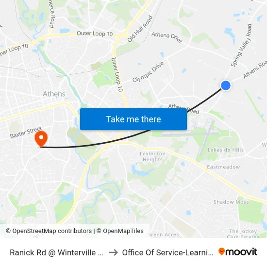 Ranick Rd @ Winterville Rd to Office Of Service-Learning map