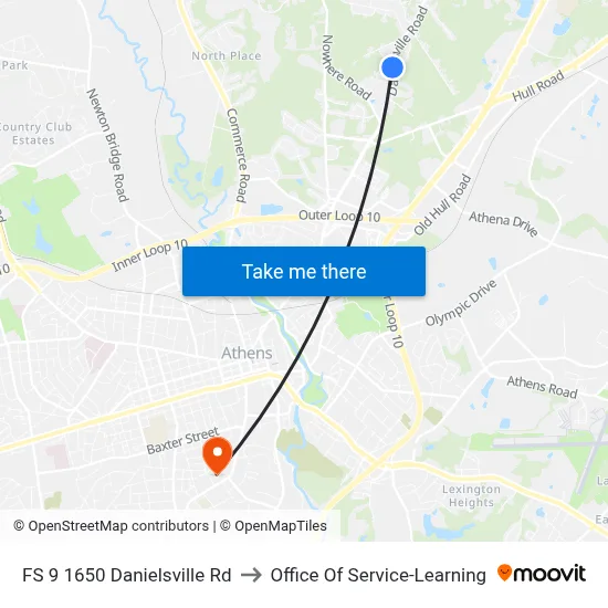 FS 9 1650 Danielsville Rd to Office Of Service-Learning map