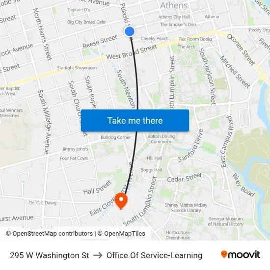295 W Washington St to Office Of Service-Learning map