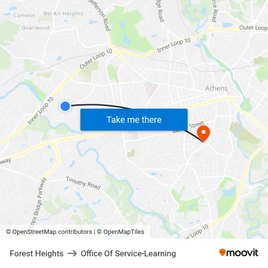 Forest Heights to Office Of Service-Learning map