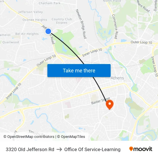 3320 Old Jefferson Rd to Office Of Service-Learning map