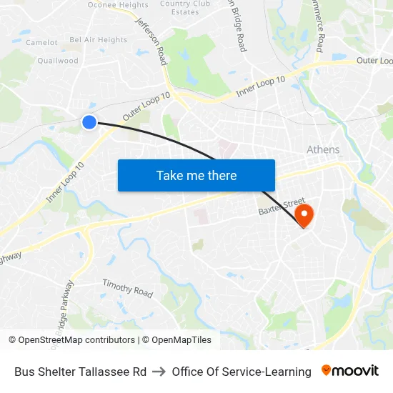Bus Shelter Tallassee Rd to Office Of Service-Learning map