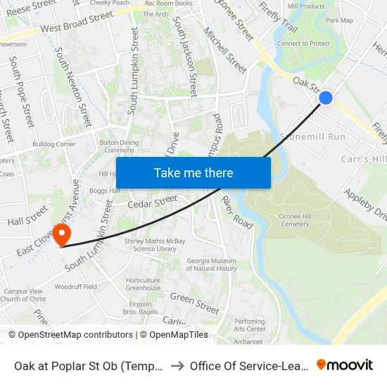Oak at Poplar St Ob (Temporary) to Office Of Service-Learning map