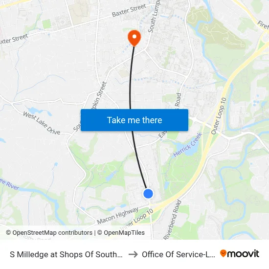 S Milledge at Shops Of South Athens Ob to Office Of Service-Learning map