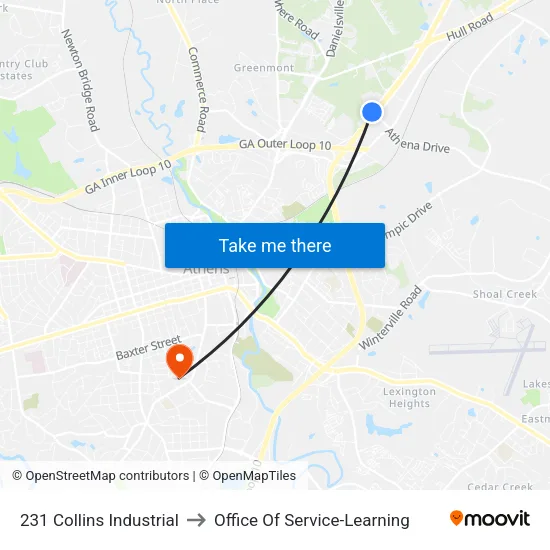 231 Collins Industrial to Office Of Service-Learning map