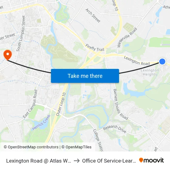 Lexington Road @ Atlas Way Ib to Office Of Service-Learning map