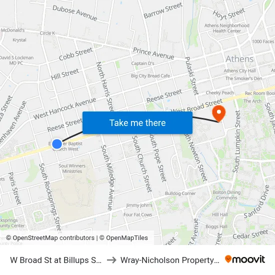 W Broad St at Billups St Ob to Wray-Nicholson Property 240 map