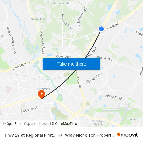 Hwy 29 at Regional First Care to Wray-Nicholson Property 240 map