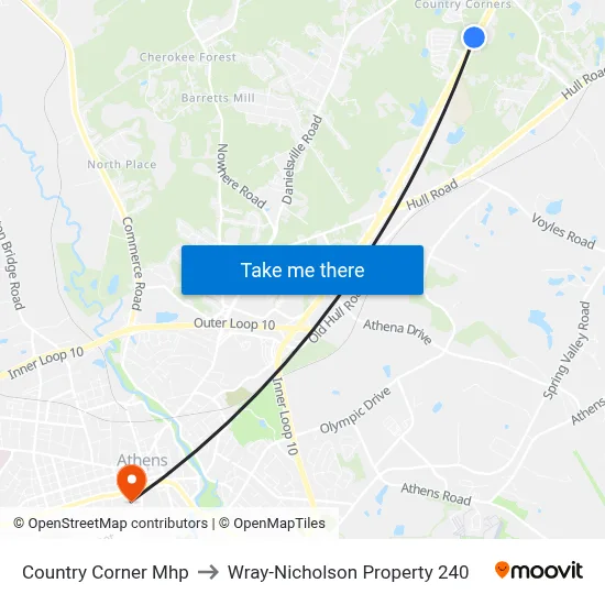 Country Corner Mhp to Wray-Nicholson Property 240 map