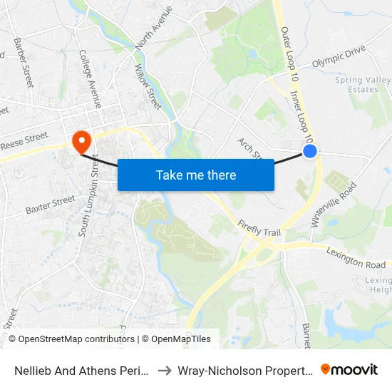 Nellieb And Athens Perimeter to Wray-Nicholson Property 240 map