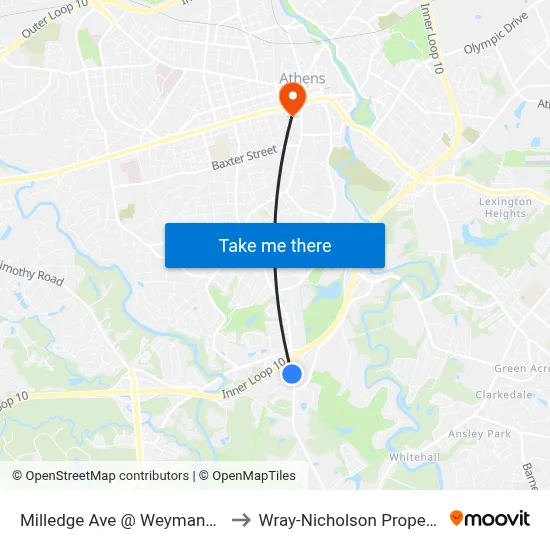 Milledge Ave @ Weymand Cir Sb to Wray-Nicholson Property 240 map