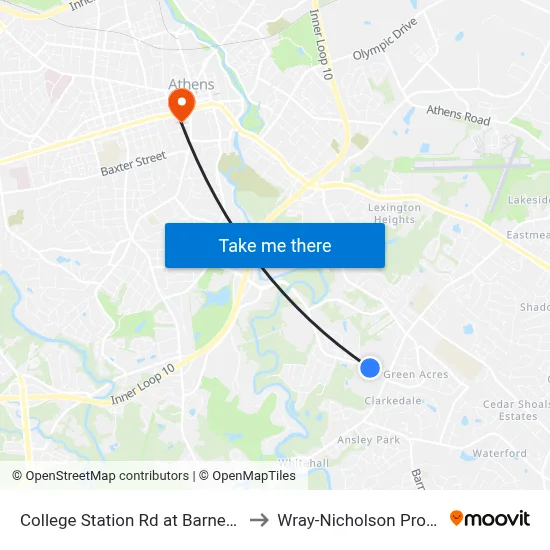 College Station Rd at Barnett Shoals Rd to Wray-Nicholson Property 240 map
