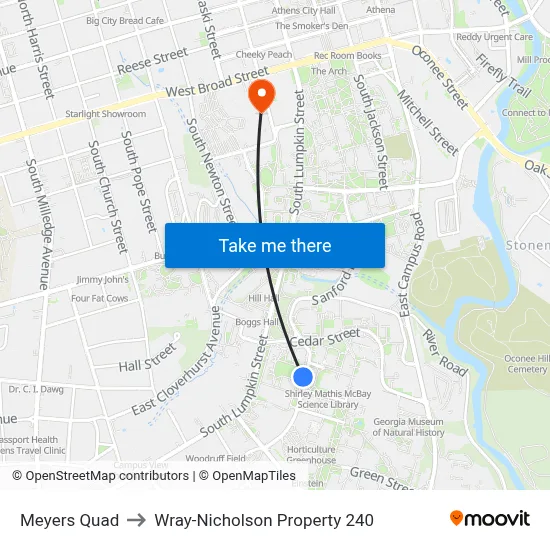 Meyers Quad to Wray-Nicholson Property 240 map