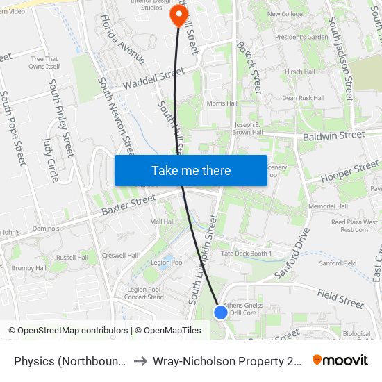 Physics (Northbound) to Wray-Nicholson Property 240 map