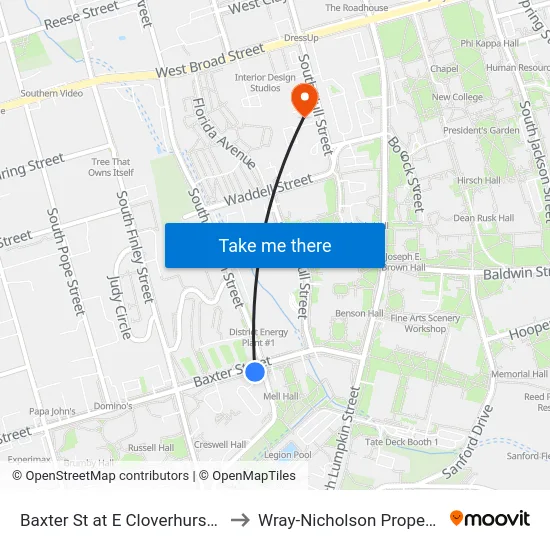 Baxter St at E Cloverhurst Ave Ib to Wray-Nicholson Property 240 map