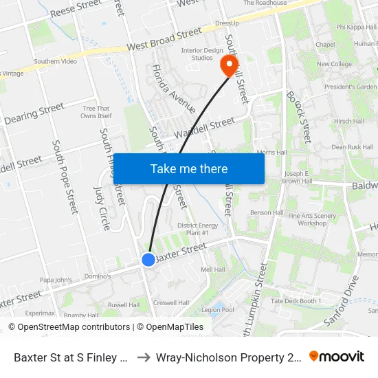 Baxter St at S Finley Ob to Wray-Nicholson Property 240 map